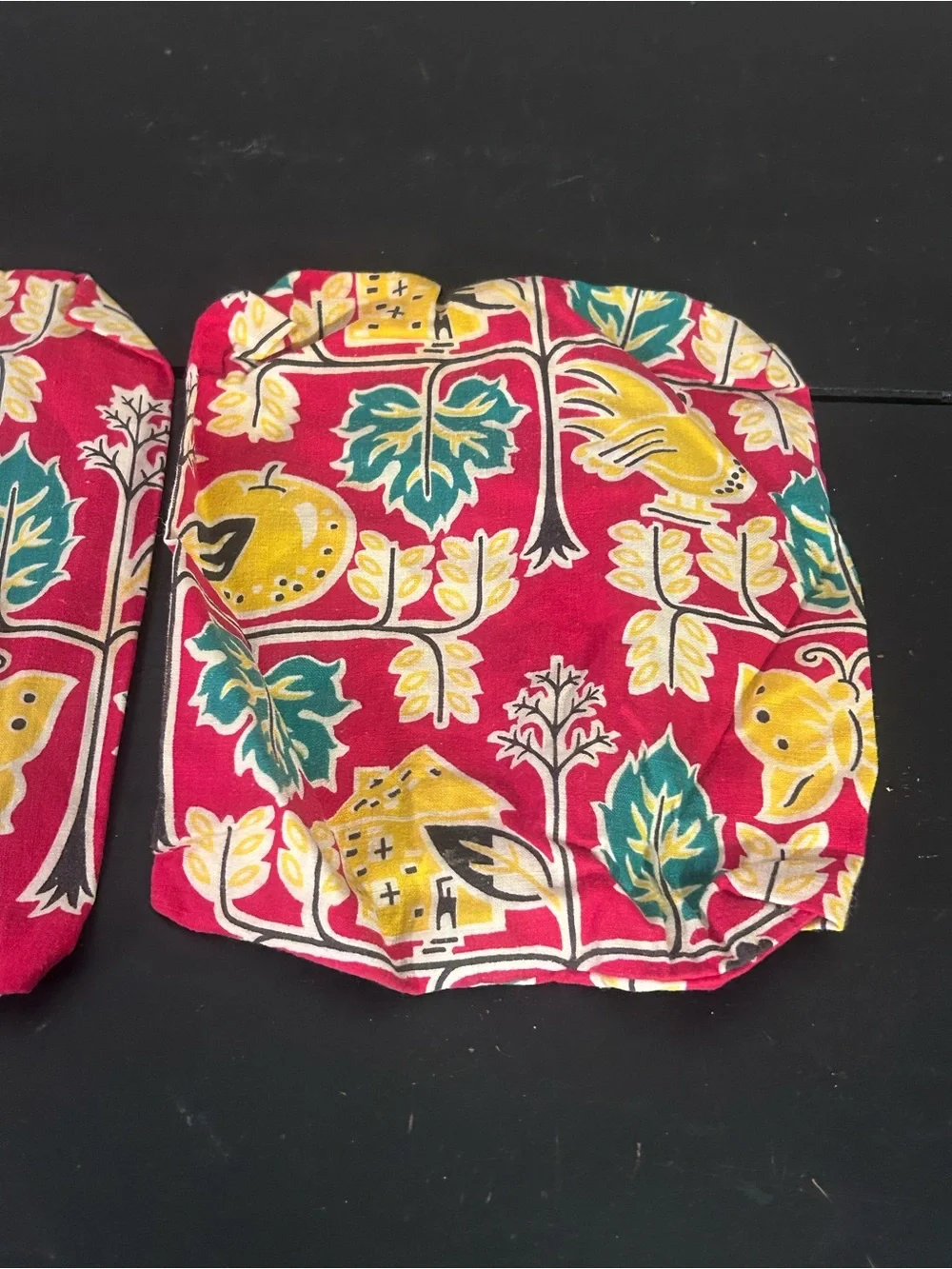 Vintage Handmade Quilted Potholders Set of 2 Folk Art Bird Butterfly Hot Pads